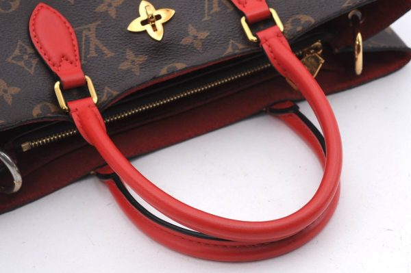 s l1600 3 Louis Vuitton Monogram Flower Tote Coquelicot Shoulder Bag Red