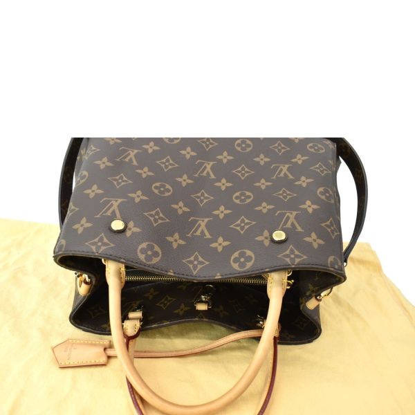 s l1600 3 LOUIS VUITTON Montaigne MM Monogram Canvas Shoulder Bag Brown