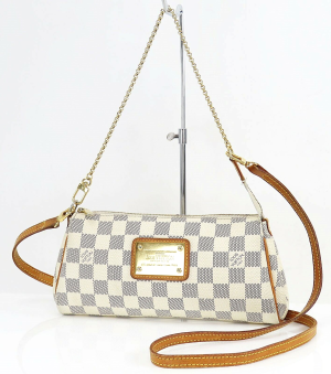 s l1600 LOUIS VUITTON Eva Damier Azur 2 Way Chain Clutch Shoulder Bag