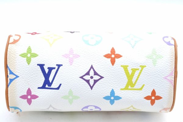 s l1600 4 Louis Vuitton Monogram Multicolor Mini Speedy White Hand Bag Pouch