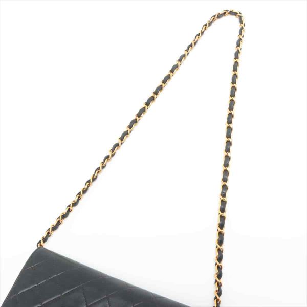 s l1600 4 Chanel Matelasse Lambskin Single Flap Single Chain Bag Black Gold Metal