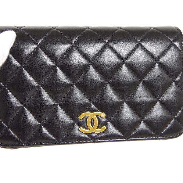 s l1600 4 CHANEL Quilted Full Flap Single Chain Shoulder Bag Black Lambskin