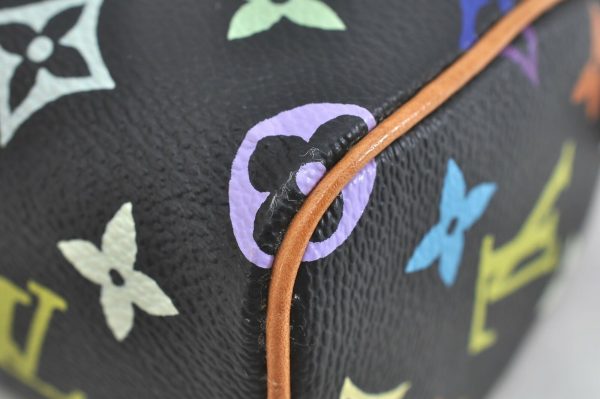 s l1600 5 Louis Vuitton Monogram Multicolor Mini Speedy Hand Bag Black