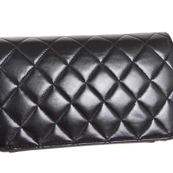 s l1600 5 CHANEL Quilted Full Flap Single Chain Shoulder Bag Black Lambskin