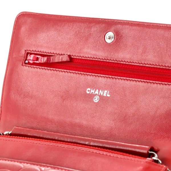 s l1600 6 Chanel Wallet on Chain Camellia Lambskin Red