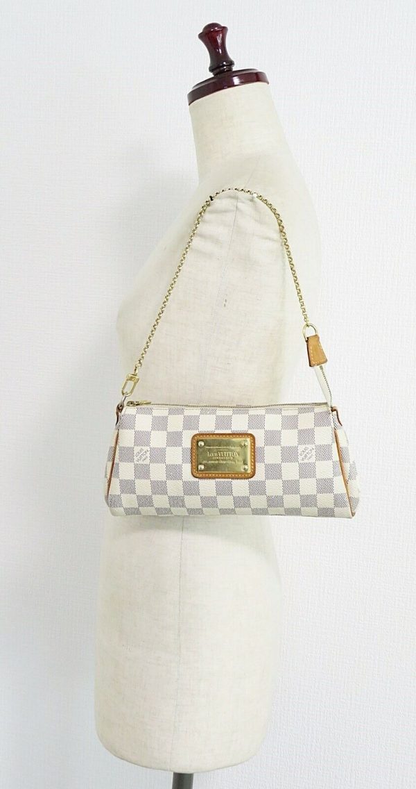 s l1600 LOUIS VUITTON Eva Damier Azur 2 Way Chain Clutch Shoulder Bag