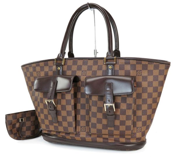 s l1600 LOUIS VUITTON Manosque GM Damier Ebene Tote Bag Purse