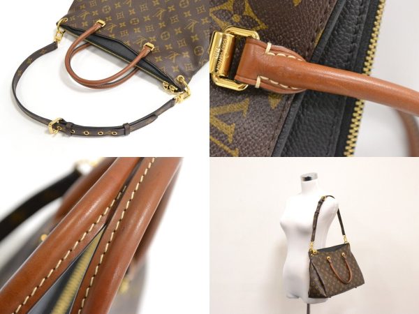 s l1600 7 Louis Vuitton Pallas Monogram Canvas Shoulder Bag Brown Black