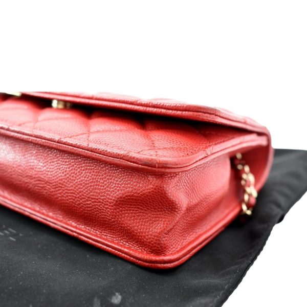 s l1600 7 CHANEL CC WOC Caviar Leather Wallet On Chain Crossbody Bag Red