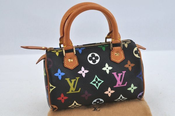 s l1600 Louis Vuitton Monogram Multicolor Mini Speedy Hand Bag Black