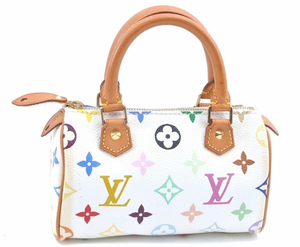 s l1600 Louis Vuitton Monogram Multicolor Mini Speedy White Hand Bag Pouch