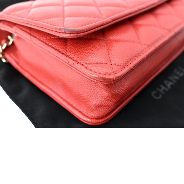 s l1600 8 CHANEL CC WOC Caviar Leather Wallet On Chain Crossbody Bag Red