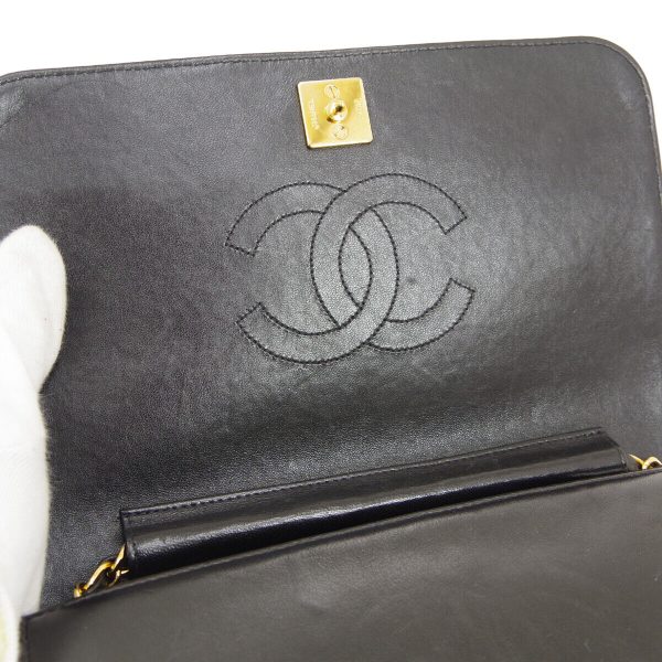 s l1600 9 CHANEL Full Flap Quilted CC Chain Shoulder Bag Purse Black