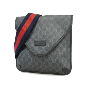1 Gucci Supreme Hardware Dark Gray Black Silver GG Shoulder Bag