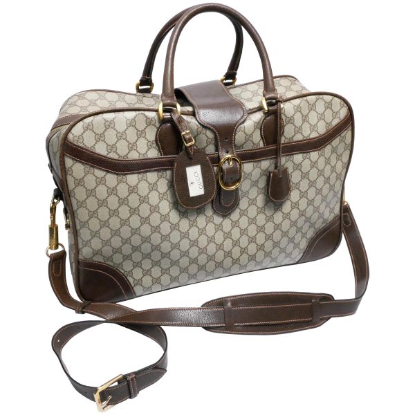 1 Gucci Gold Hardware GG Pattern Push Lock With Shoulder Strap Pigskin Boston Bag