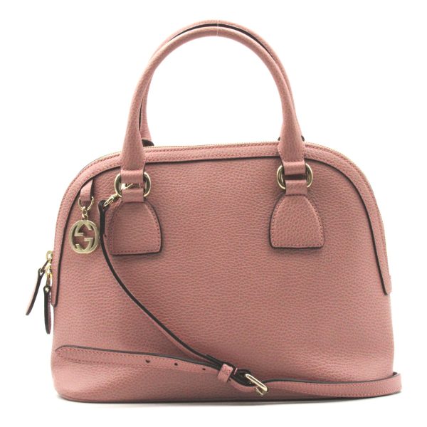 1 Gucci Metal Fittings Bag Leather Pink 2 way Shoulder Bag