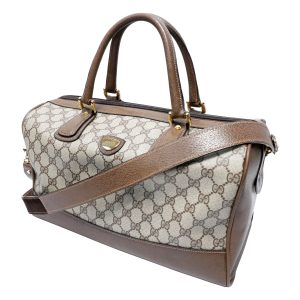 1 Gucci Gold Metal Fittings Pigskin Brown Beige GG Boston Bag