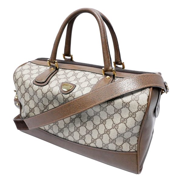 1 Gucci Gold Metal Fittings Pigskin Brown Beige GG Boston Bag