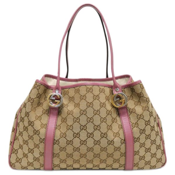 1 Gucci GG Twins Tote Gold Metal Fittings Leather Beige Pink GG Shoulder Bag