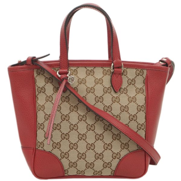 1 Gucci Bree GG Metal Fittings Canvas Beige Red GG 2way Shoulder Bag Handbag