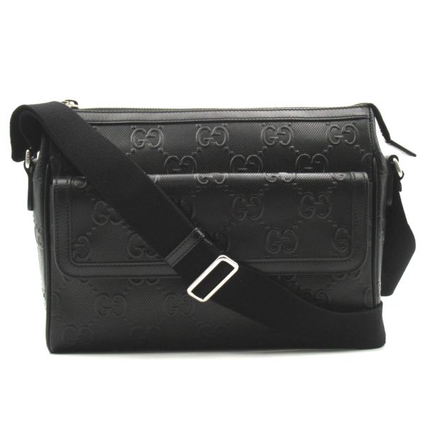 1 Gucci Embossed Leather Shoulder Bag Black