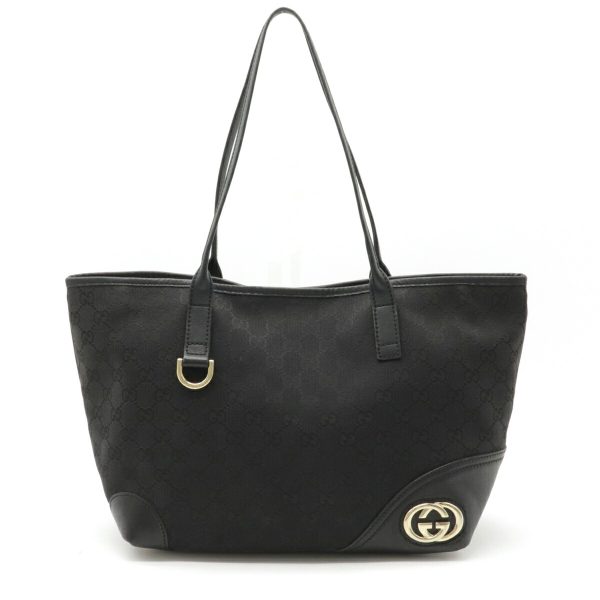 1 Gucci Leather Black GG Tote Shoulder Bag