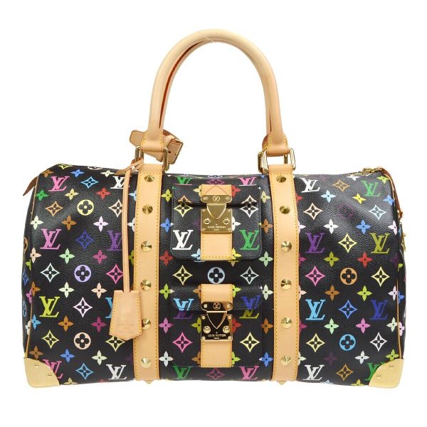 1 Louis Vuitton Keepall 45 Travel Handbag Monogram Multicolor black