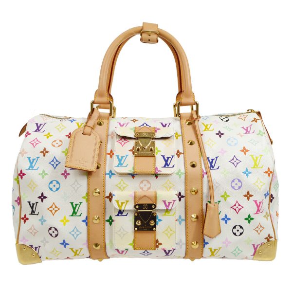 1 Louis Vuitton Keepall 45 Hand Bag Blanc Monogram MultiColor white