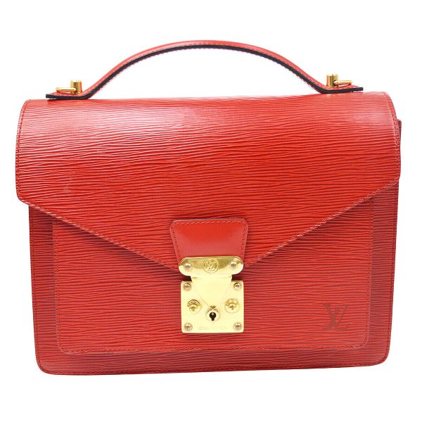 1 Louis Vuitton Monceau 28 2way Hand Bag Satchel Red Epi