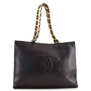 1 Chanel Vintage CC Chain Tote Lambskin Large Black