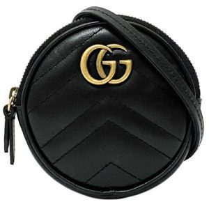 1 Gucci Mini Bag Black Gold GG Marmont Leather