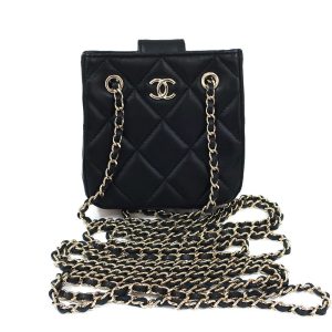 1 Chanel Chain Pochette Matelasse Black Shoulder Pouch