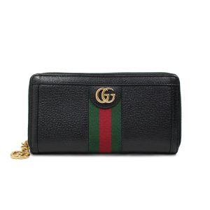 1 Gucci Wallet Leather Ophidia Zip Around Sherry Line Long Black