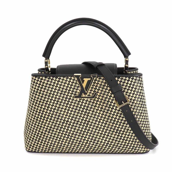 1 Louis Vuitton Capucines MM 2way Hand Shoulder Bag Raffia Black