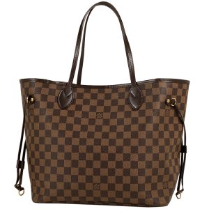1 Louis Vuitton Neverfull MM Handbag Shopping Tote Bag Damier Brown