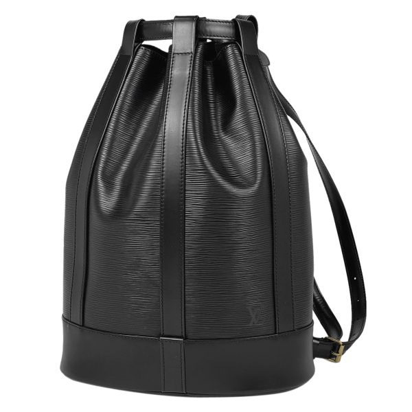 1 Louis Vuitton Randonne PM Drawstring Shoulder Bag Epi Noir Black