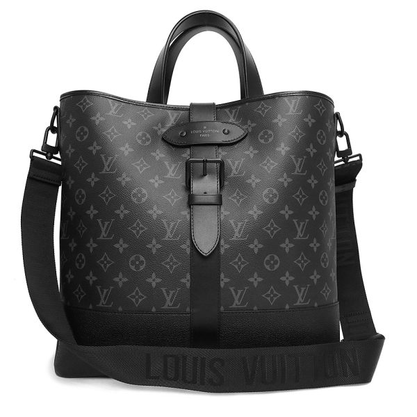 1 Louis Vuitton Saumur Tote Shoulder Bag Diagonal Monogram Eclipse Black