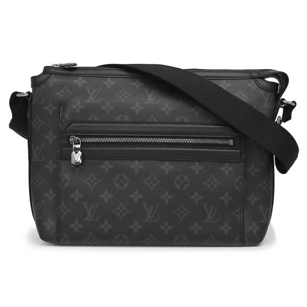 1 Louis Vuitton Monogram Eclipse Leather Odyssey Messenger PM Crossbody Bag Black