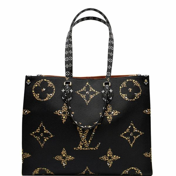 1 Louis Vuitton On The Go GM Giant Monogram Canvas Tote Shoulder Bag Black