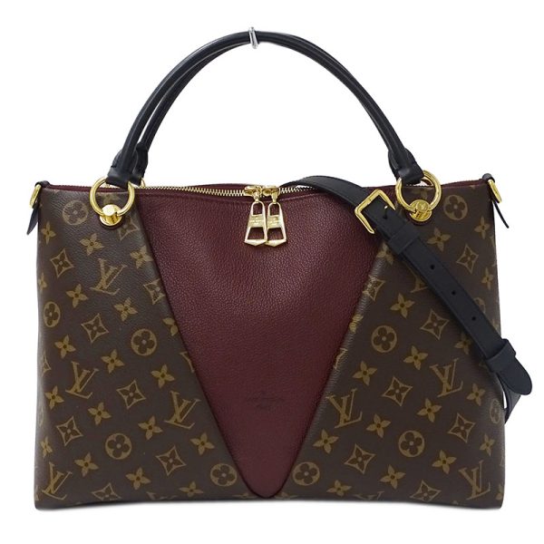 1 Louis Vuitton V Tote MM Monogram Shoulder Bag Bordeaux Brown