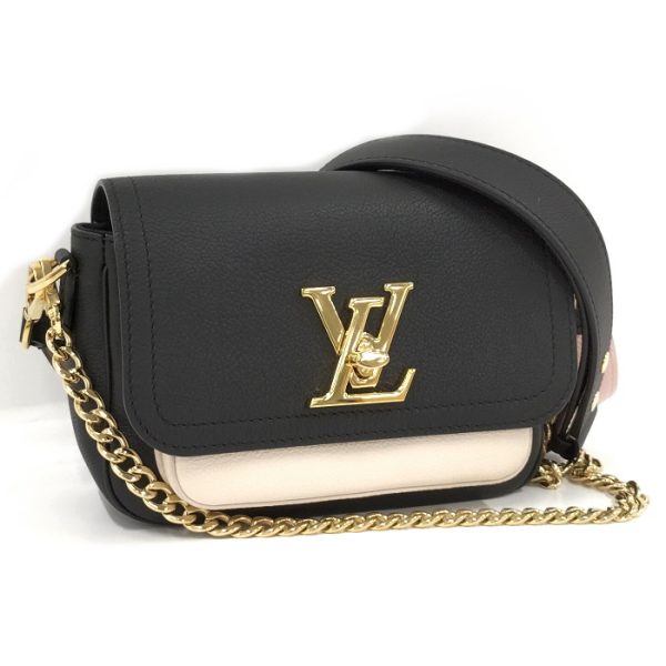 1 Louis Vuitton LockMe Tender Grain Calf Leather Shoulder Bag Black