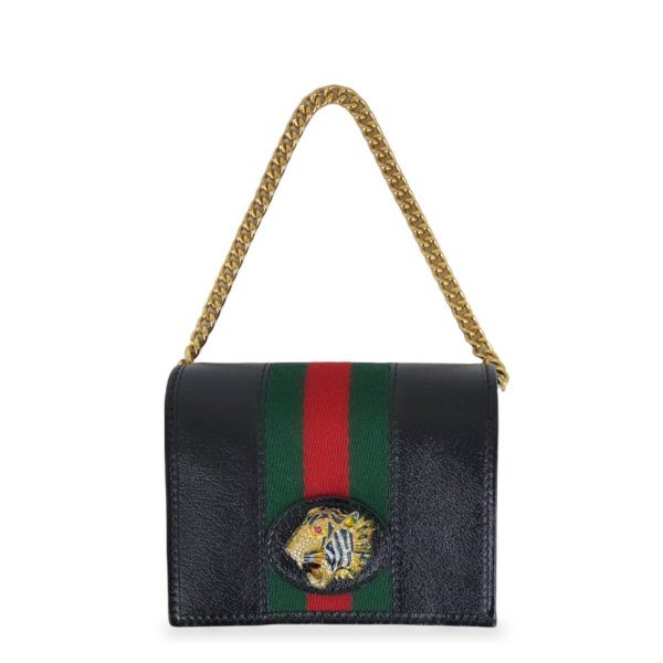 10 Gucci Raja Chain Compact Wallet Mini Leather Black