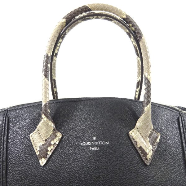 12 Louis Vuitton Parnacea Noir Lizard Lockit MM Handbag Black Gray Python Leather