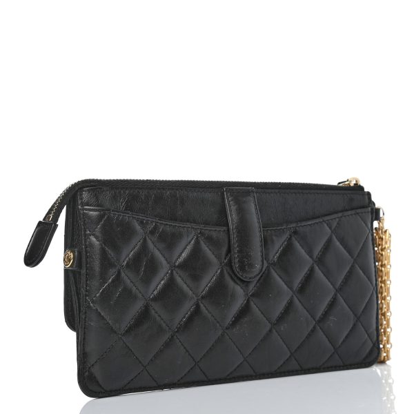 17d0dfbfefb2c51e729f24fb196def9e CHANEL Aged Calfskin Quilted 255 Reissue Pouch With Chain Handle Black