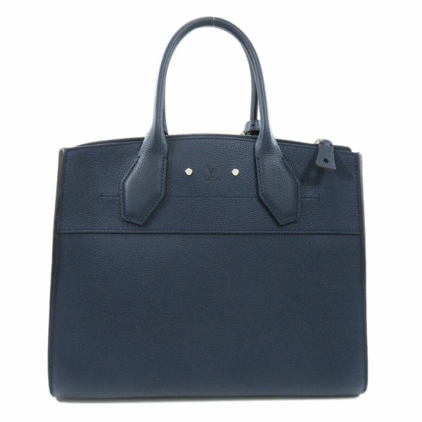 2 Louis Vuitton Handbag City Steamer Mm Navy Leather