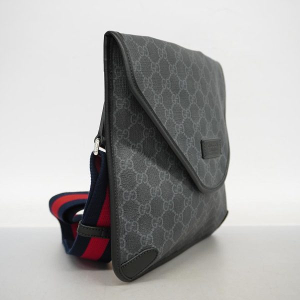 2 Gucci Supreme Hardware Dark Gray Black Silver GG Shoulder Bag