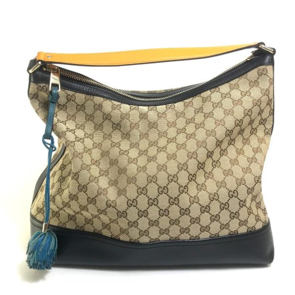 2 Gucci Tassel Leather Beige GG Hobo Bag