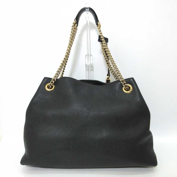 2 Gucci Interlocking Calf Leather GG Soho Chain Shoulder Bag Black