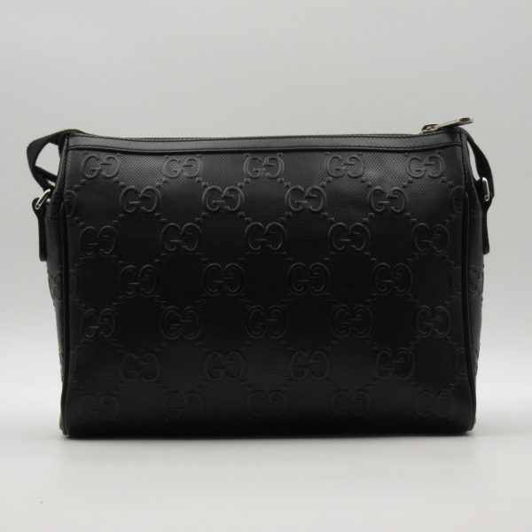 2 Gucci Embossed Leather Shoulder Bag Black