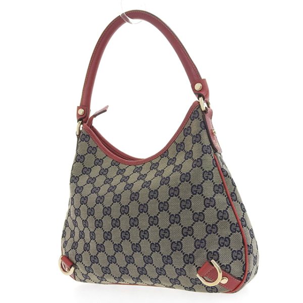 2 Gucci Abbey Line Canvas Leather Beige GG Shoulder Bag